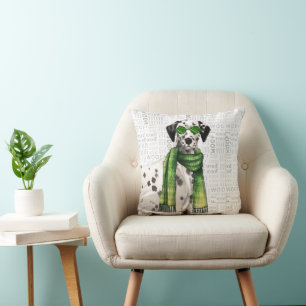 Grappige Dalmatiër Hond Waterverf Stijlvolle Woof Kussen