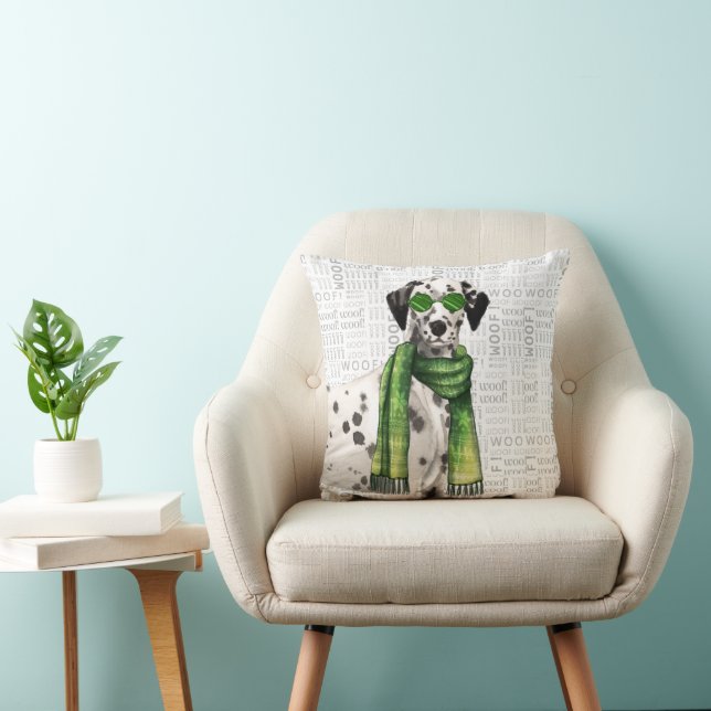 Grappige Dalmatiër Hond Waterverf Stijlvolle Woof  Kussen (Stoel)