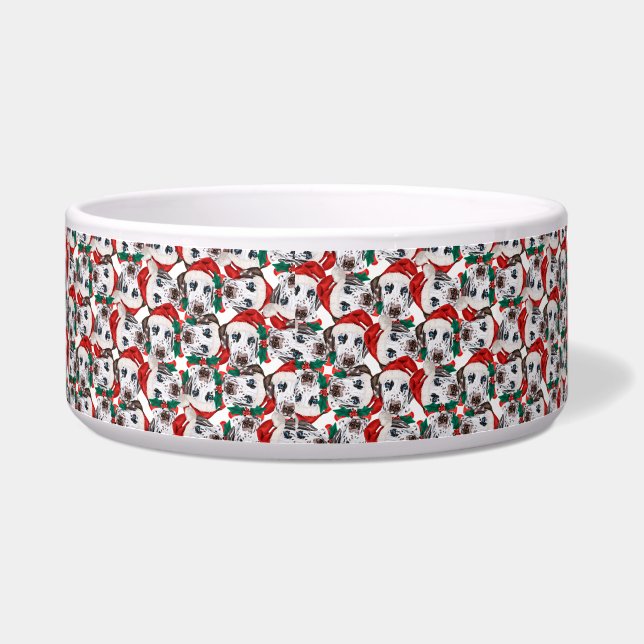 Grappige Dalmatiër Naam Kerst Patroon Voerbakje (Links)