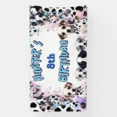 Grappige Dalmatische Blauwe Paarse Verjaardagsbann Spandoek (Verticaal)