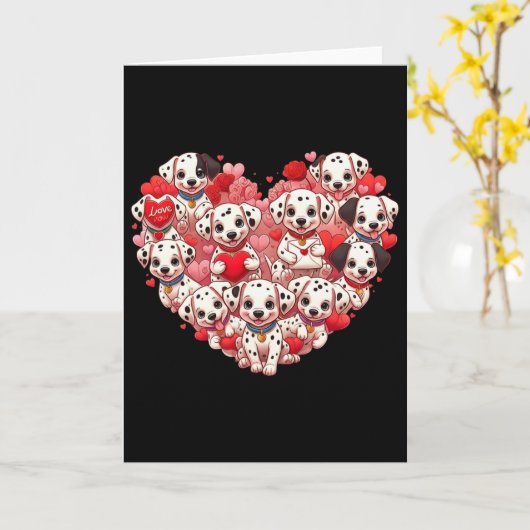 Grappige Dalmatische Hart Valentijnsdag Dalmatisch Kaart (Gele Bloem)