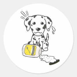 Grappige Dalmatische hond gemorste mayonaise Ronde Sticker