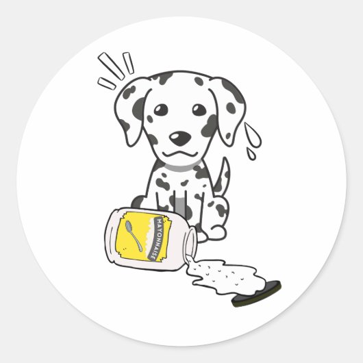 Grappige Dalmatische hond gemorste mayonaise Ronde Sticker (Voorkant)