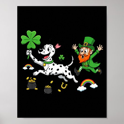 Grappige Dalmatische klaver St. Patrick's Day vrou Poster (Voorkant)