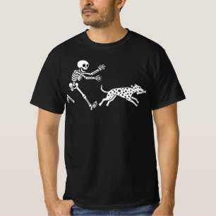 Grappige Dalmatische Lopende Skelet Halloween Bo T-shirt