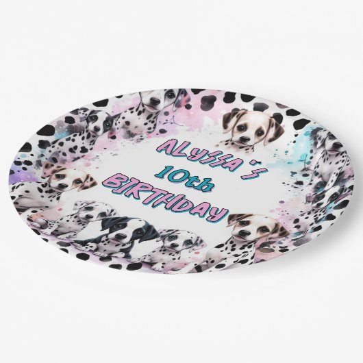 Grappige Dalmatische Puppy Verjaardagsfeestje Papieren Bordje (Gekanteld)