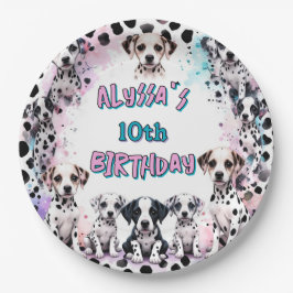 Grappige Dalmatische Puppy Verjaardagsfeestje Papieren Bordje
