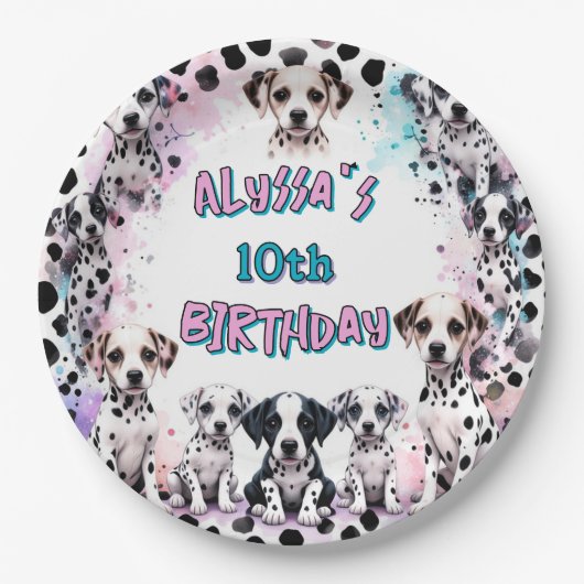 Grappige Dalmatische Puppy Verjaardagsfeestje Papieren Bordje (Voorkant)