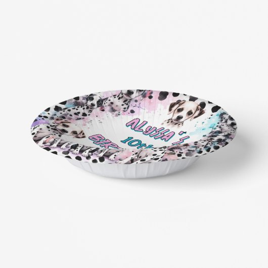 Grappige Dalmatische Puppy Verjaardagsfeestje Papieren Kommen (Gebogen)