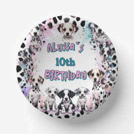 Grappige Dalmatische Puppy Verjaardagsfeestje Papieren Kommen