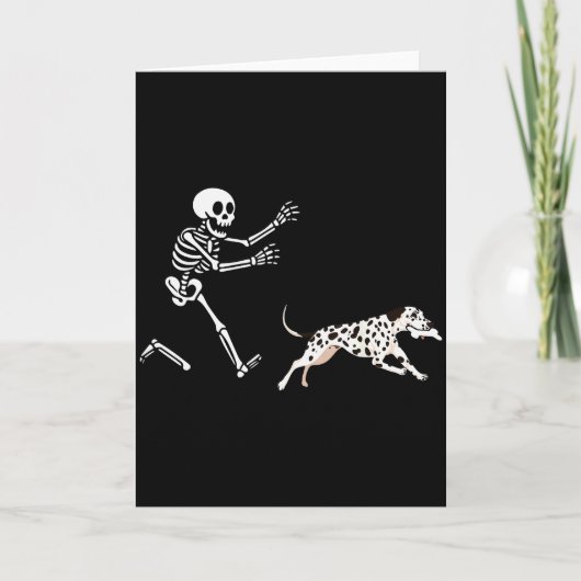 Grappige Dalmatische ren skelet Halloween Kaart (Voorkant)