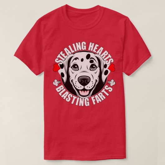 Grappige Dalmatische Stealing Harten Blasting Sche T-shirt (Design voorkant)
