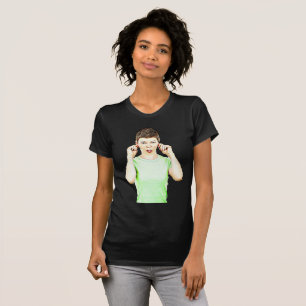 Grappige Dame Die Gezichten Trekt Humoristisch T-s T-shirt