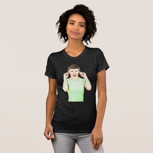 Grappige Dame Die Gezichten Trekt Humoristisch T-s T-shirt (Voorkant volledig)