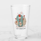 grappige dame die met een gekke kip tekst toevoegt glas (Achterkant)