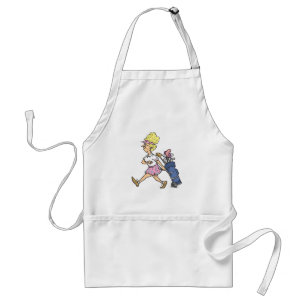 grappige dame golfer cartoon afbeelding standaard schort