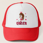 Grappige dame in het rood trucker pet (Voorkant)