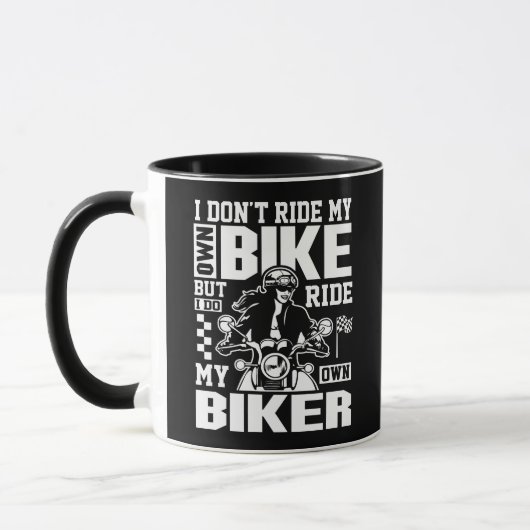 Grappige dame rijder Ik rijd niet mijn eigen fiets Mok (Links)