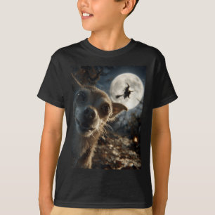 Grappige Dames Chihuahua Selfie Volle Maan Vliegen T-shirt
