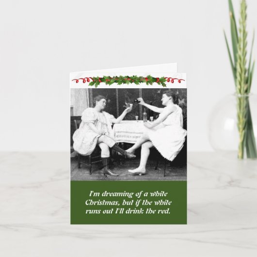 Grappige dames Drinken Wijnkerst Feestdagen Kaart (Voorkant)