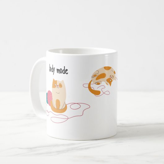 Grappige Dames Modus Gekke Modus Kat Meisje Kracht Koffiemok (Voorkant links)