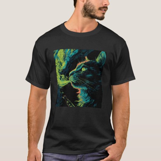 Grappige Dampende Kat, Damp Kitty Meme, Katachtige T-shirt (Voorkant)