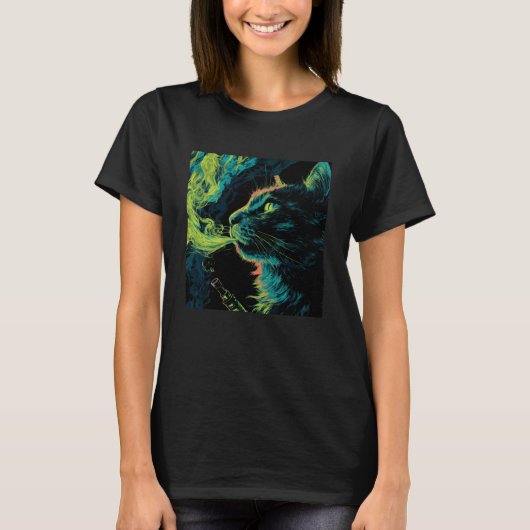 Grappige Dampende Kat, Damp Kitty Meme, Katachtige T-shirt (Voorkant)