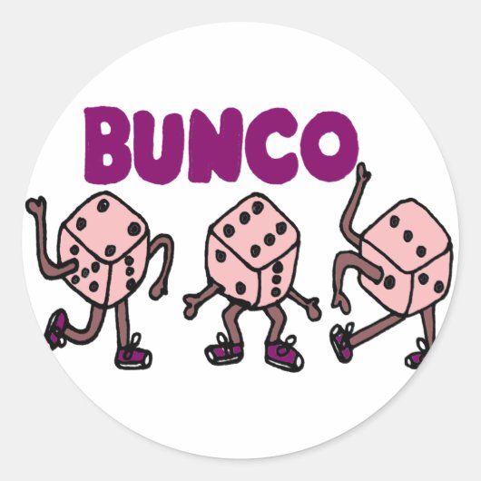 Grappige Dancing Bunco Dice Ronde Sticker (Voorkant)