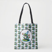 Grappige Dancing Frog op een Lily Pad Verjaardag Tote Bag (Voorkant)