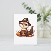 Grappige Dankbare Otter Vriend Thanksgiving Briefkaart (Staand voorkant)