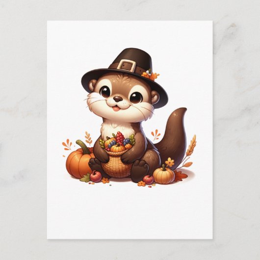 Grappige Dankbare Otter Vriend Thanksgiving Briefkaart (Voorkant)