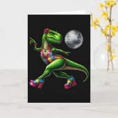 Grappige dansende dinosaurus1 kaart (Gele Bloem)
