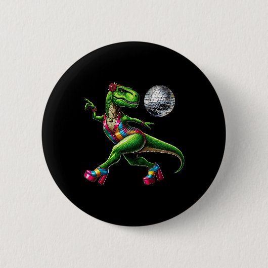 Grappige dansende dinosaurus1  ronde button 5,7 cm (Voorkant)