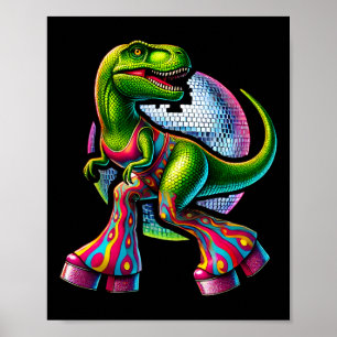 Grappige dansende dinosaurus  poster