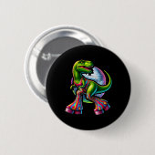 Grappige dansende dinosaurus  ronde button 5,7 cm (Voorkant /achterkant)