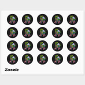 Grappige dansende dinosaurus ronde sticker (Vel)