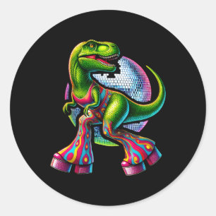 Grappige dansende dinosaurus ronde sticker