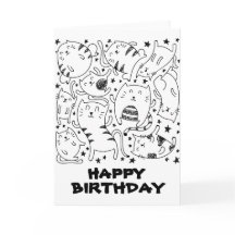 Grappige dansende katten doodles gelukkige verjaar