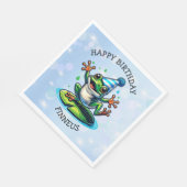 Grappige dansende kikker gepersonaliseerde verjaar servet (Hoek)