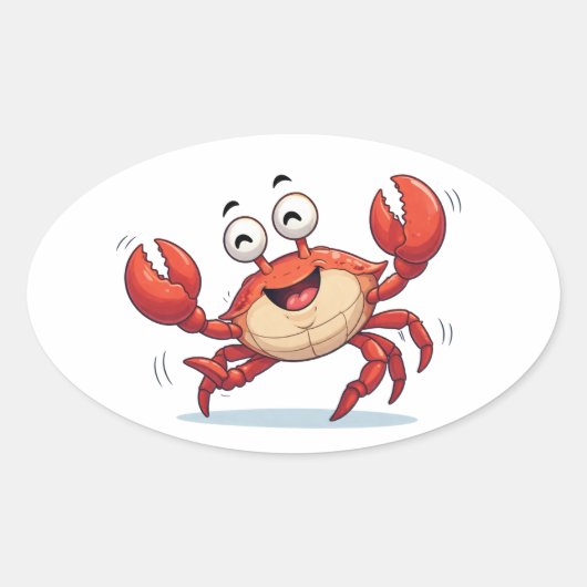 Grappige dansende krab Cartoon Kunst Sticker (Voorkant)