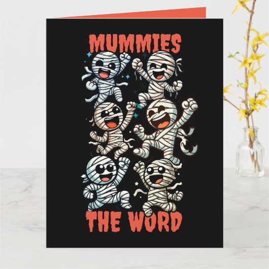 Grappige Dansende Mumie de Wedstrijd Kaart (Gele Bloem)