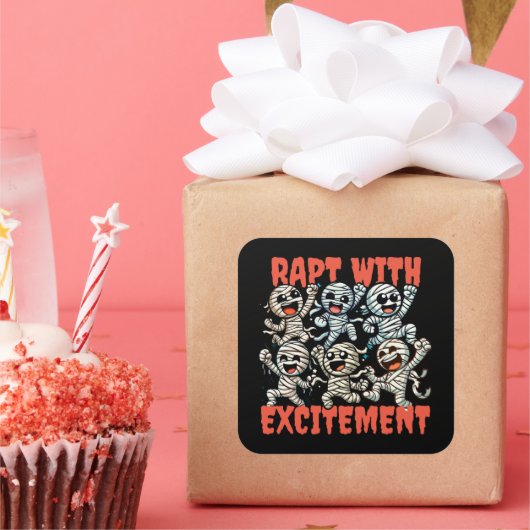 Grappige dansende mummies Verrukt met opwinding Vierkante Sticker (Feest)