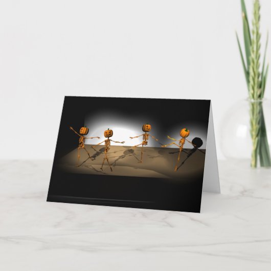 Grappige dansende pompoenen kaart (Voorkant)