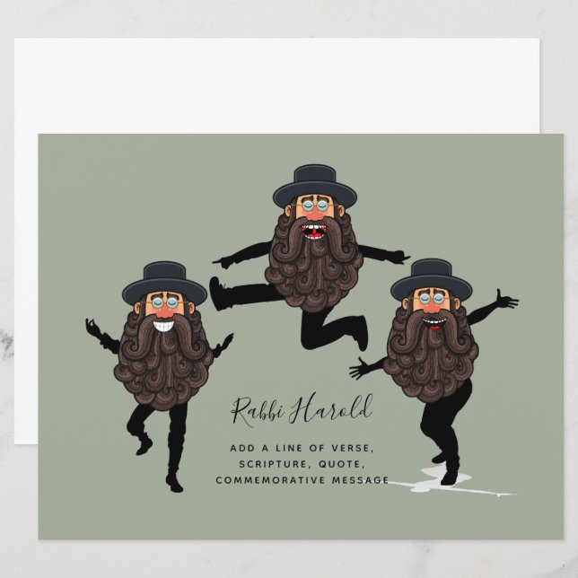 GRAPPIGE Dansende RABBI Gepersonaliseerd met tekst (Voorkant / Achterkant)