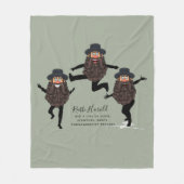 GRAPPIGE dansende RABBI Gepersonaliseerd met tekst Fleece Deken (Voorkant)