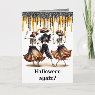 Grappige Dansende Skeletten Halloween Kaart