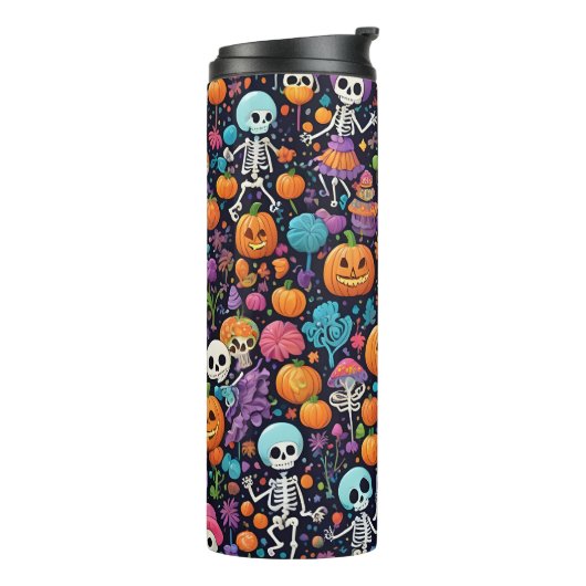 Grappige dansende skeletten Halloween Thermal Tumb Thermosbeker (Gedraaid links)
