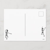 Grappige dansende skeletten Halloween zwart en wit Feestdagenkaart (Achterkant)