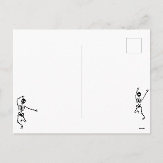 Grappige dansende skeletten Halloween zwart en wit Feestdagenkaart (Achterkant)