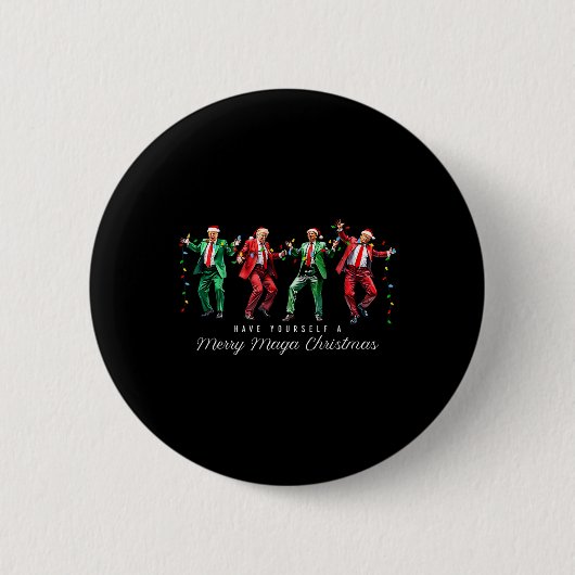 Grappige Dansende Trump Prettig Mega Kerstmis Pres Ronde Button 5,7 Cm (Voorkant)